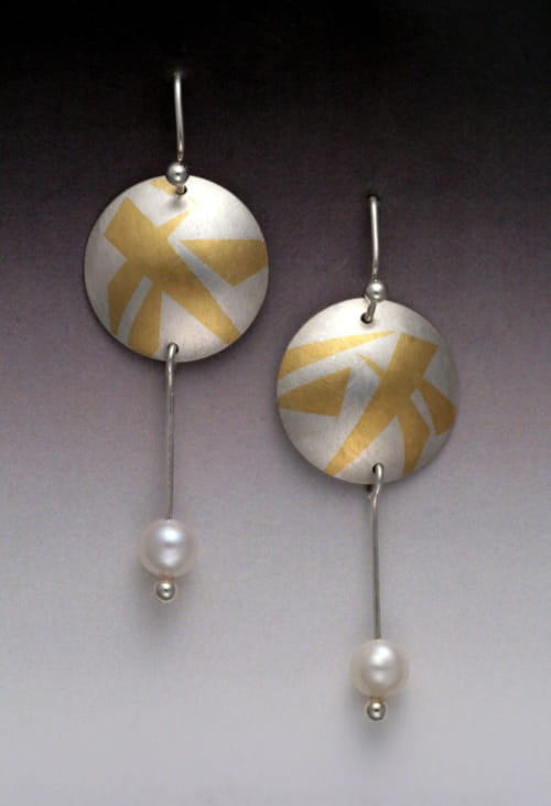 MB-E298B  Earrings Japanese Bowl Abstract at Hunter Wolff Gallery